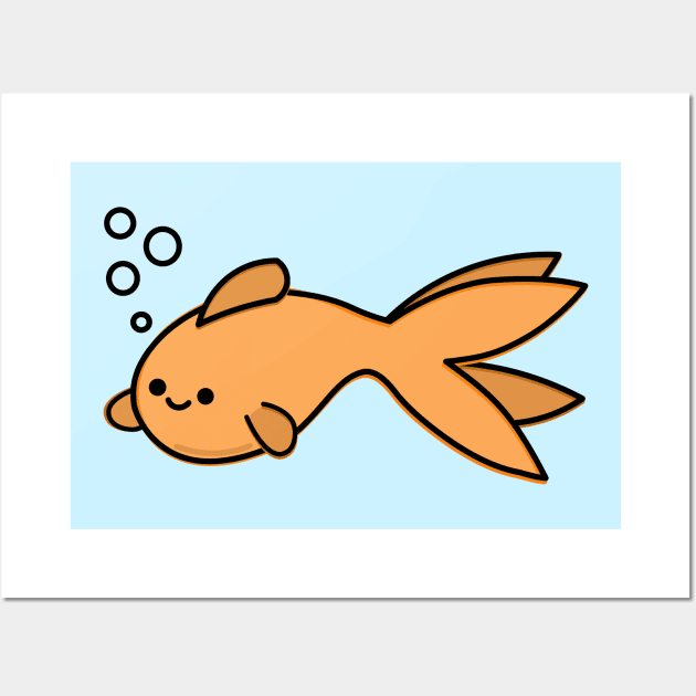 Cute Goldfish Wall Art by happyfruitsart